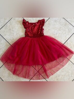 Zunie Girl Red Sequin Tulle Dress Size 8 Holiday Party Dress